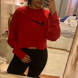 Nike Air Oversized Long Sleeve Crop Top - Red